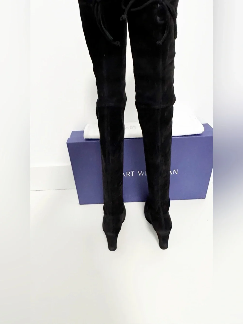 STUART WEITZMAN Highland suede over-the-knee boots Black Size 8.5